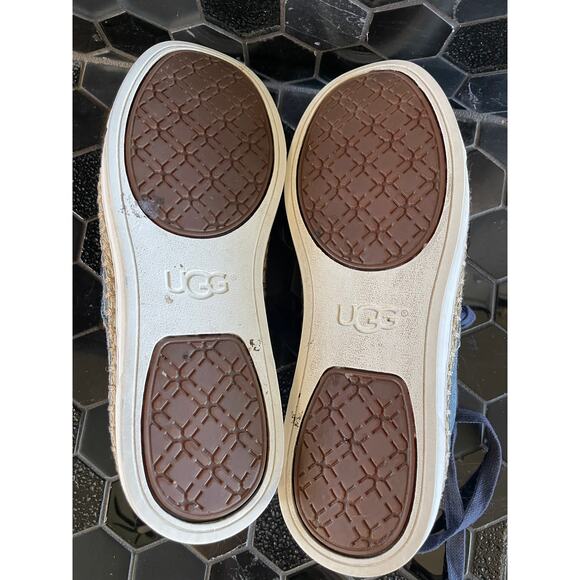 UGG Navy Canvas sneaker boat shoe EYEN II lace up women’s 7 - Picture 4 of 10